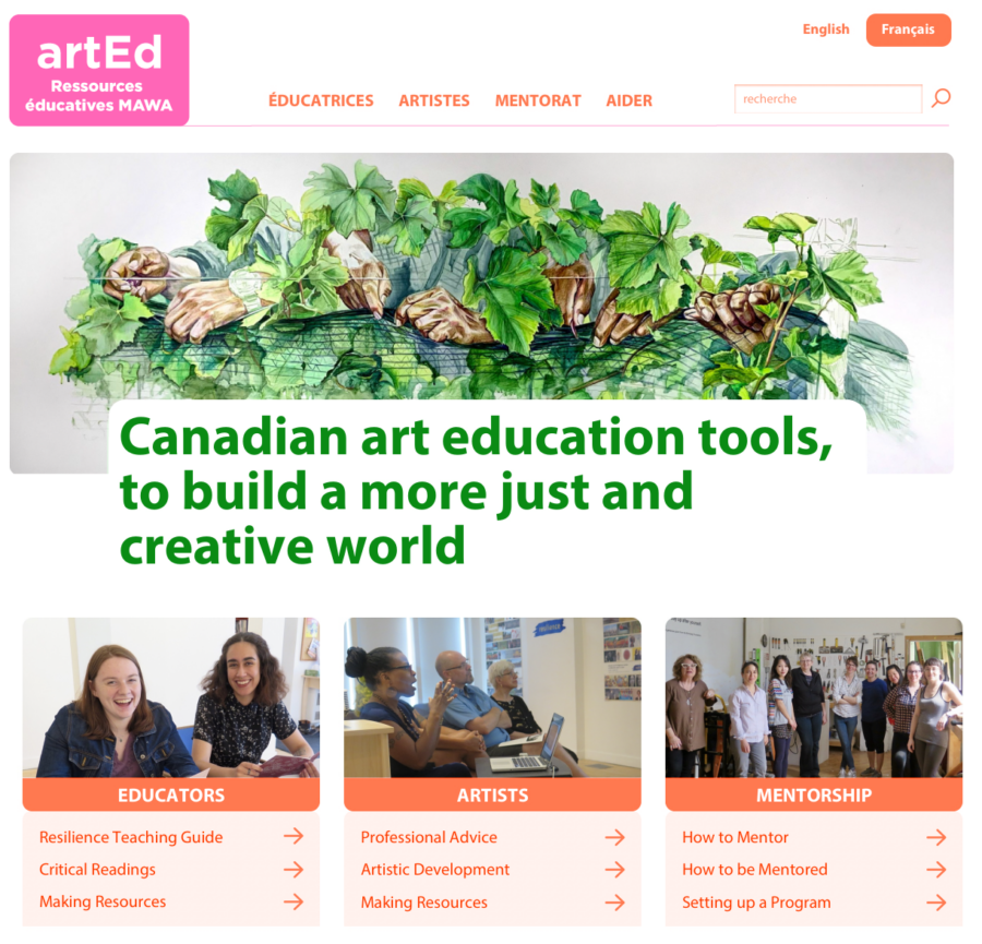 Screenshot of a mockup of the homepage of ArtEd.ca.