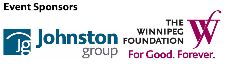 Logos for event sponsors Johnston Group and Winnipeg Foundation.