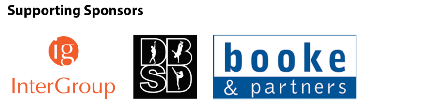 Supporting Sponsor Logos, InterGroup Consultants, Doreen Bissett School of Dance and Booke & Partners.