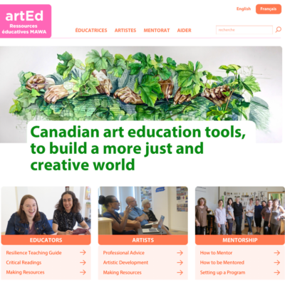 Screenshot of a mockup of the homepage of ArtEd.ca.